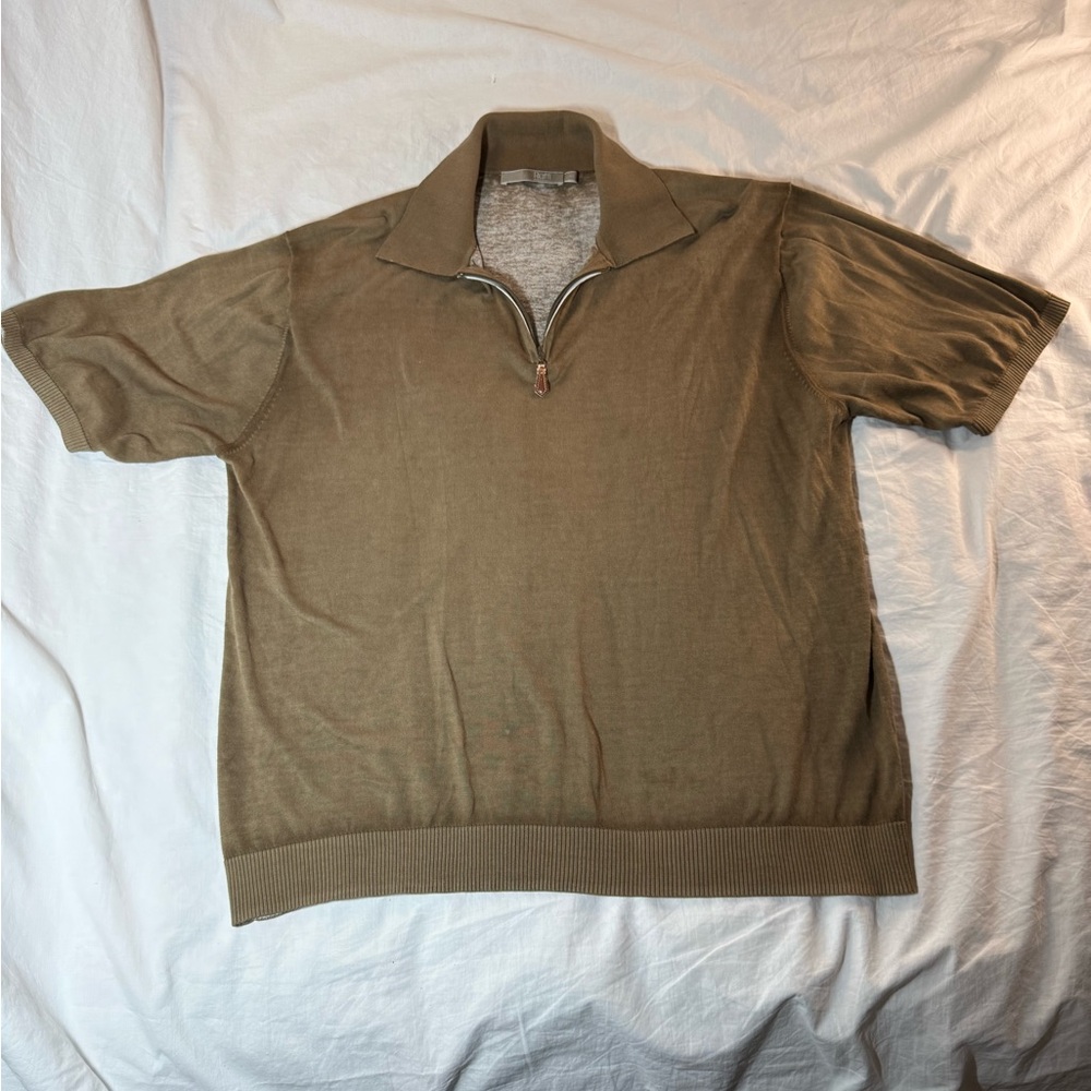 Raffi Vintage Chocolate Brown Polo Shirt with zipper